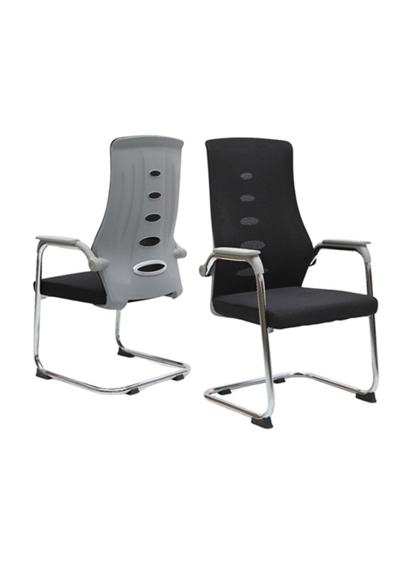 Karnak Executive Best Mesh Visitor Chair with Steel Frame and Modern Design, Grey/Black