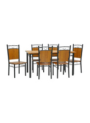 Karnak Modern Wood And Metal Dining Table Set, Oak