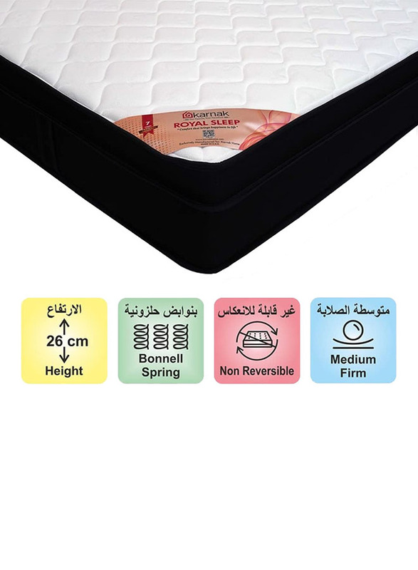 Karnak Royal Sleep Medium Firm Feel Euro Top Bonnell Spring Mattress, UK Single, Multicolour