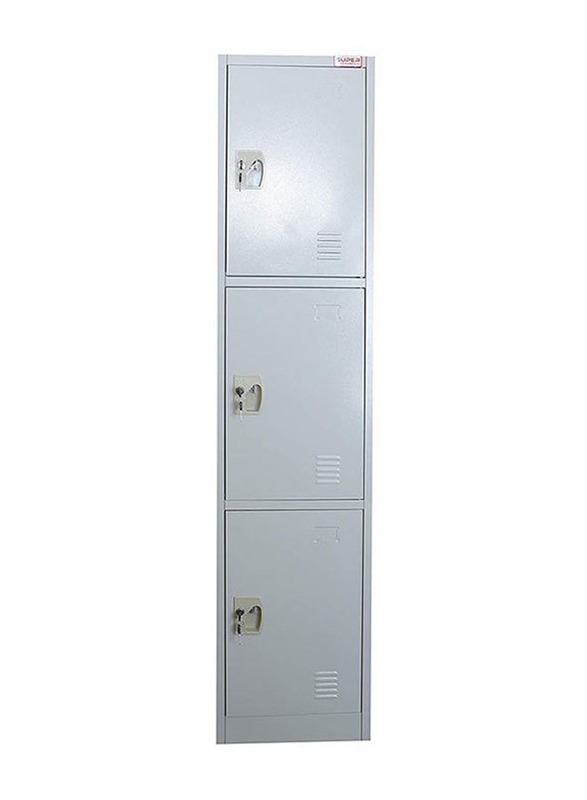 Karnak 3 Doors Locker Steel Metal Storage Cabinet With Keys, White