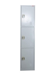 Karnak 3 Doors Locker Steel Metal Storage Cabinet With Keys, White