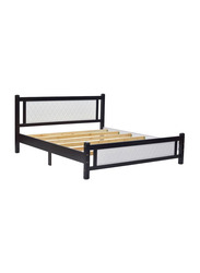 Karnak Modern Design King Size Luxurious and Comfortable Premium Bed without Mattress, Walnut/White