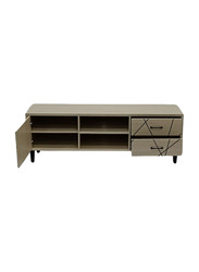 Karnak Media Console with Natural Wood Finish & Storage Doors TV Cabinet Stand, Beige