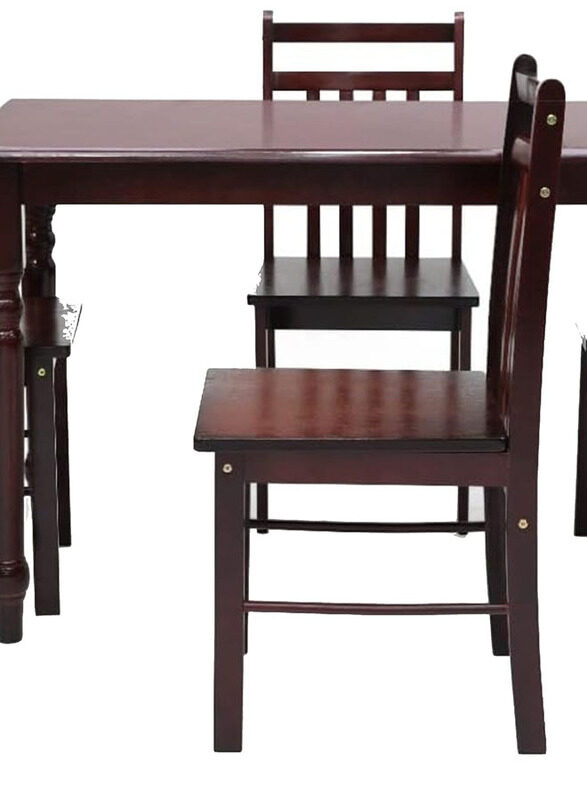 Karnak Modern Wooden Dining Table & Chairs Set for Dinner Dining Room Kitchen Lounge, Mahogany