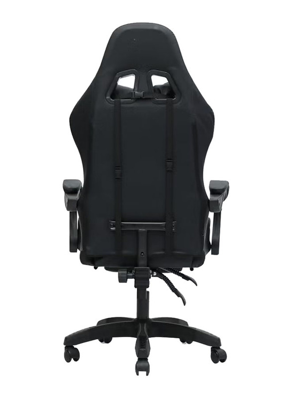 Karnak Ergonomic Leather Gaming Chair with Headrest, Lumbar Support & Footrest, 30FR, Black