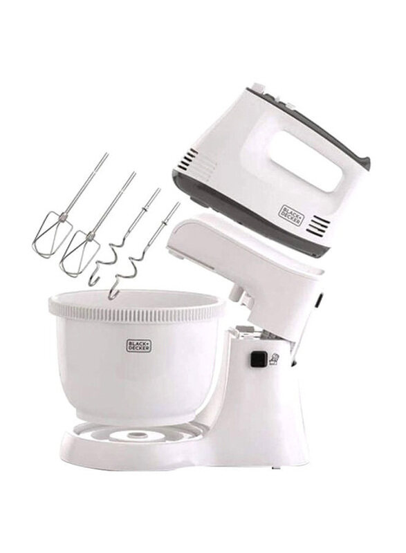 

Black+Decker 5 Speed Hand Mixer with 3.5L Pot, 300W, M700, White