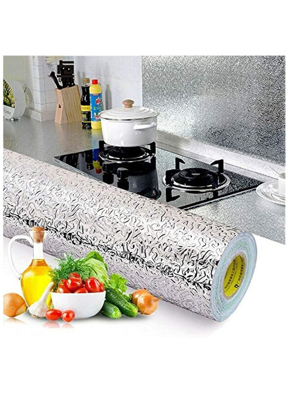 

Generic Golden Curly Waterproof and Heat Resistant Self Adhesive Wallpaper for Kitchen, 3 Meter, Silver