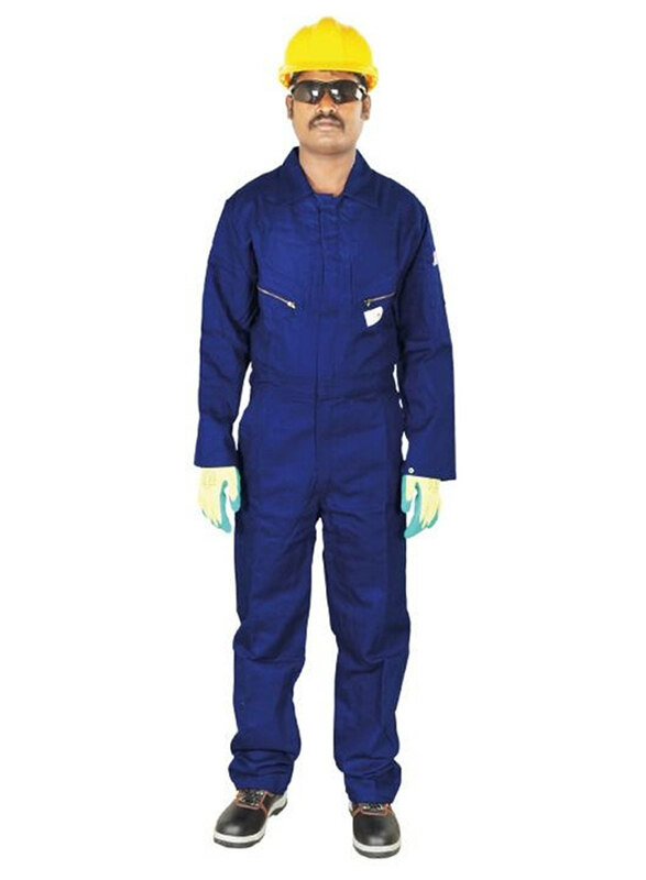 

Vaultex 100% Cotton Fire Retardant Coverall Protective Suit, Navy Blue, Small