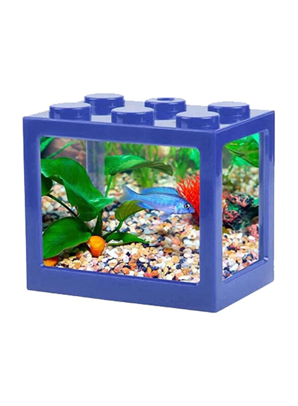

Vsell24 USB Mini Aquarium Fish Tank with LED Lights, Blue