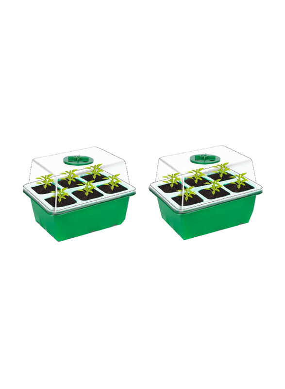 

Vsell24 Greenhouse Germination Kit for Seed Starting Drain Hole Base Plant Starter (6 Cells Each Tray), 2 Pieces, Green