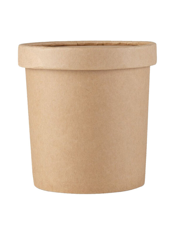 

Generic 16oz 100-Piece Brown Kraft Paper PE Coated Water & Oil Resistant Soup Bowl with Lid, Brown