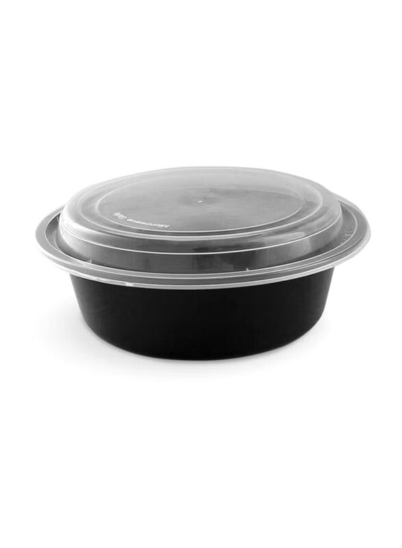 

Generic Disposable Round Microwave Container with Lid, 24oz, Black/Clear