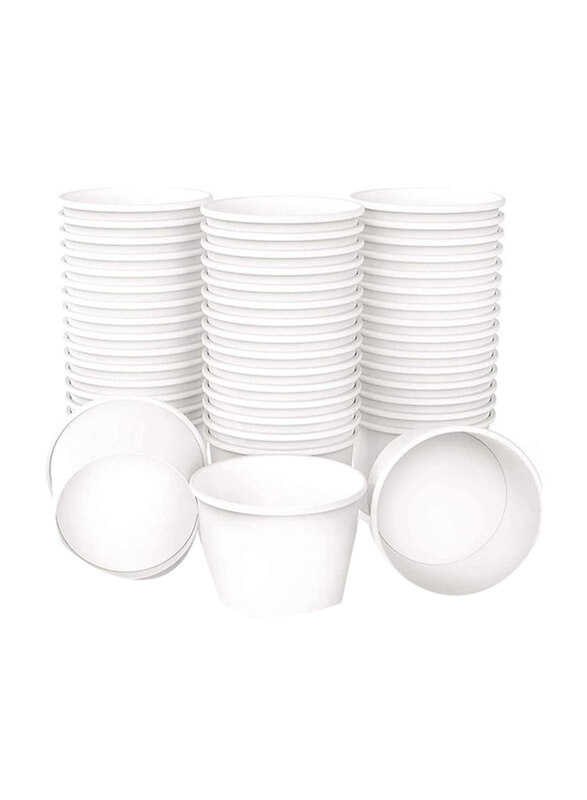 

Vsell24 4oz 50-Piece Paper Round Disposable Ice Cream Cup Set, White