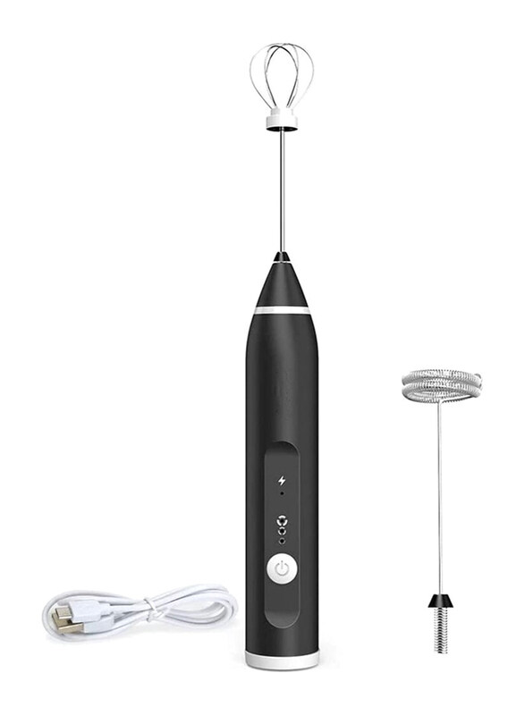 

Generic Electric Whisk with USB Rechargeable Three Speed Force Adjustment Milk Bubbler, Black
