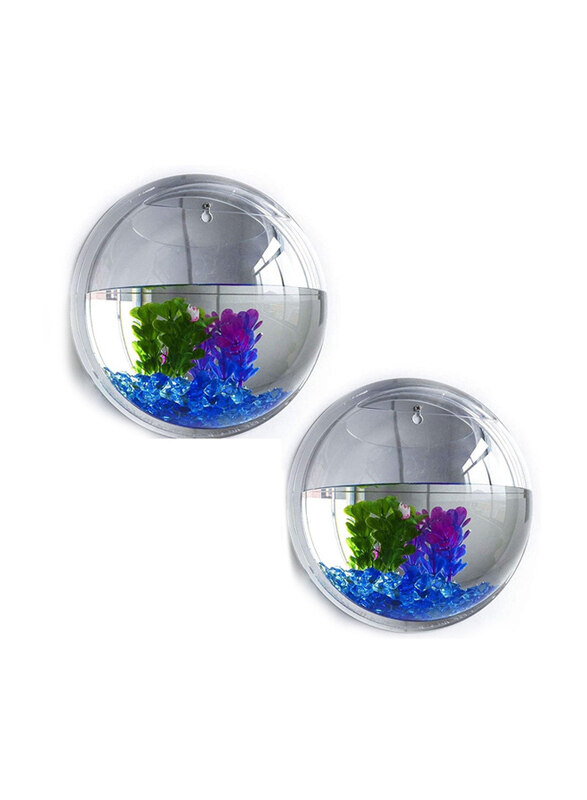 

Vsell24 2-Piece Acrylic Hanging Wall Mounted Fish Bowls for Aquarium Plants & Fishes, Clear