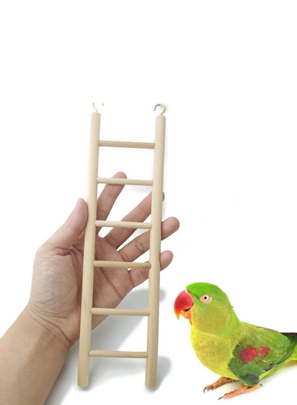 

Vsell24 Bird Cage Toys Wooden Ladder for Birds, Beige