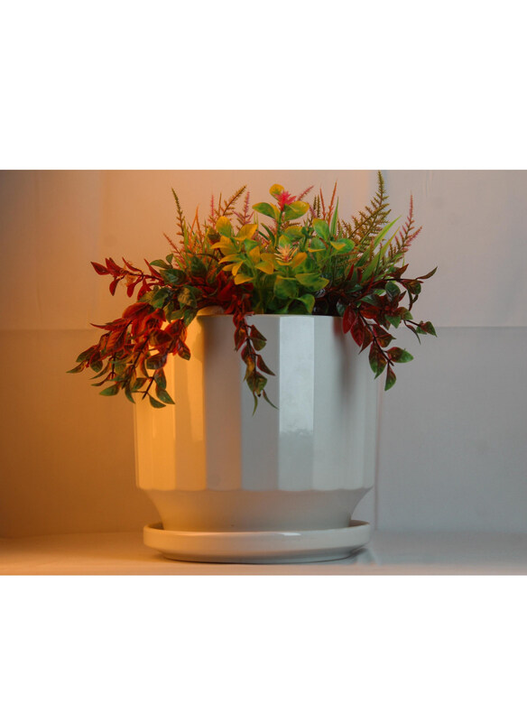 

Vsell24 Ceramic Flower Pot Set with Drainage Holes & Saucers, White