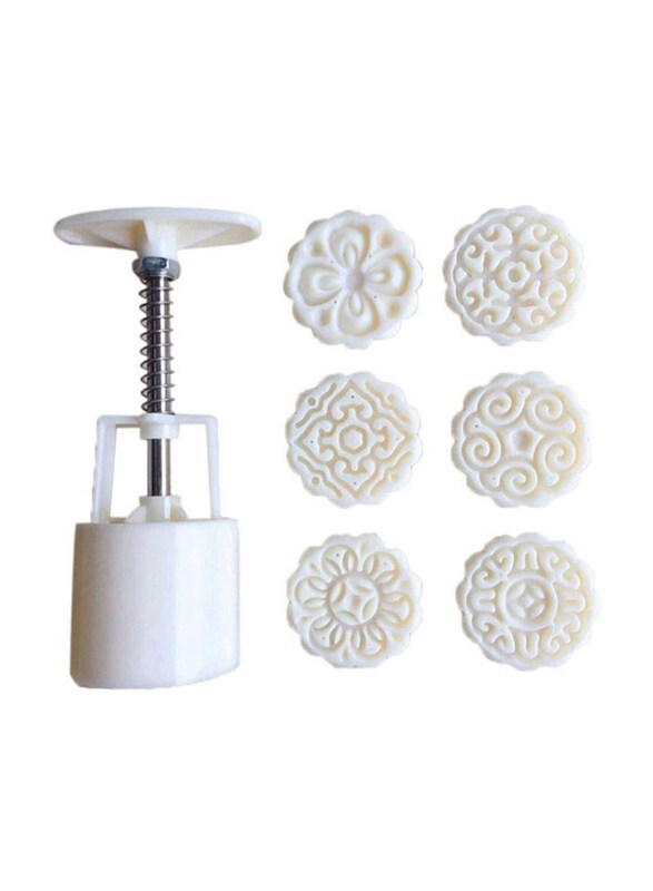 

Generic 6-Piece 3D Flowers Stamps Moon Cake Decor, White