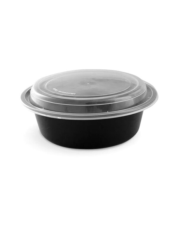 

Generic Disposable Round Microwave Container with Lid, 40oz, Black/Clear