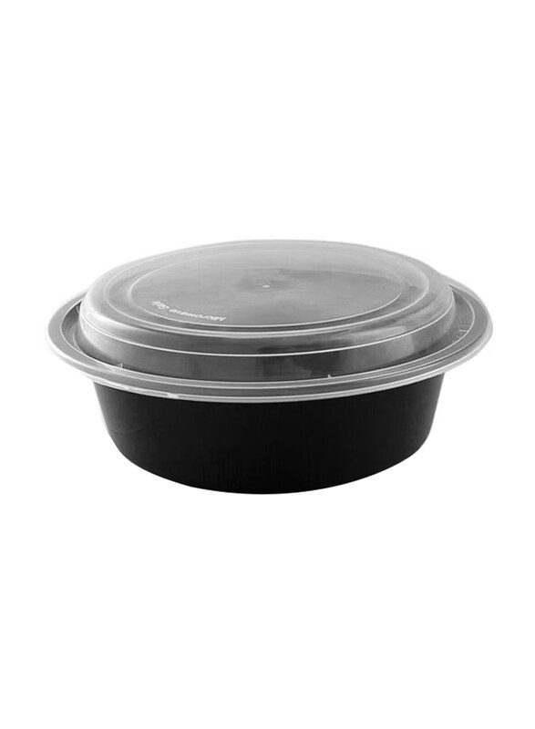 

Generic Disposable Round Microwave Container with Lid, 32oz, Black/Clear