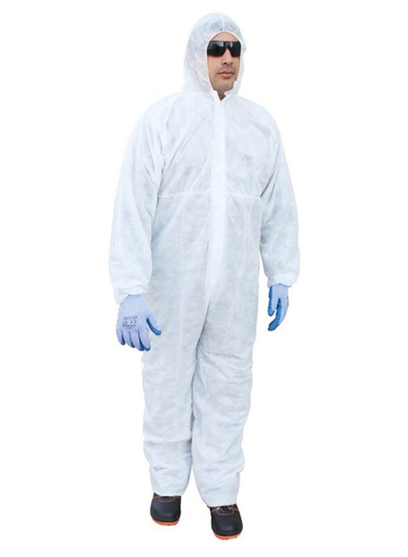 

Vsell24 Hooded Disposable Medical Isolation Protective Suit Coverall 50Gsm, 4 Extra Large, White