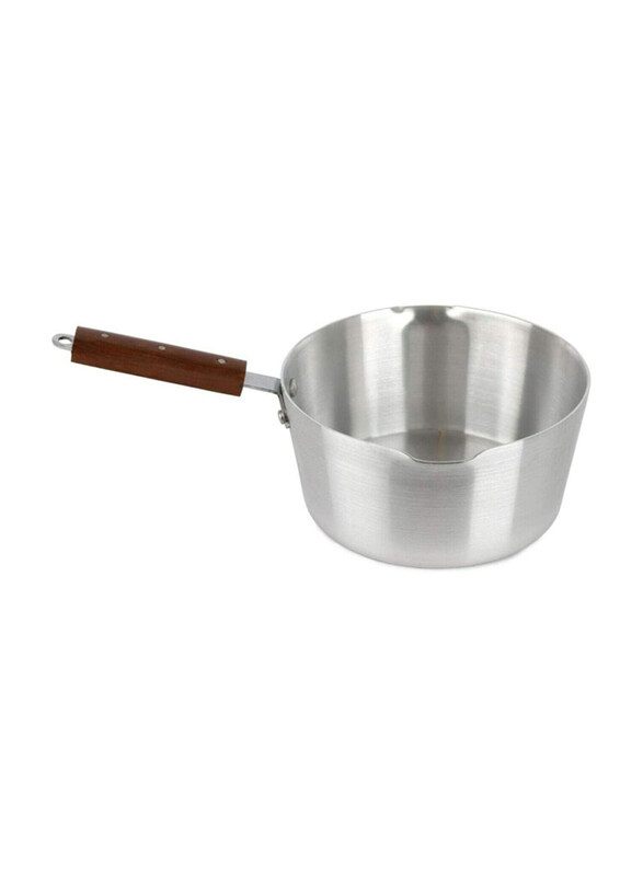 

Generic 22cm Professional Chef's Stainless Steel Milk Pan with Heavy Gauge Wooden Handle, Silver/Brown