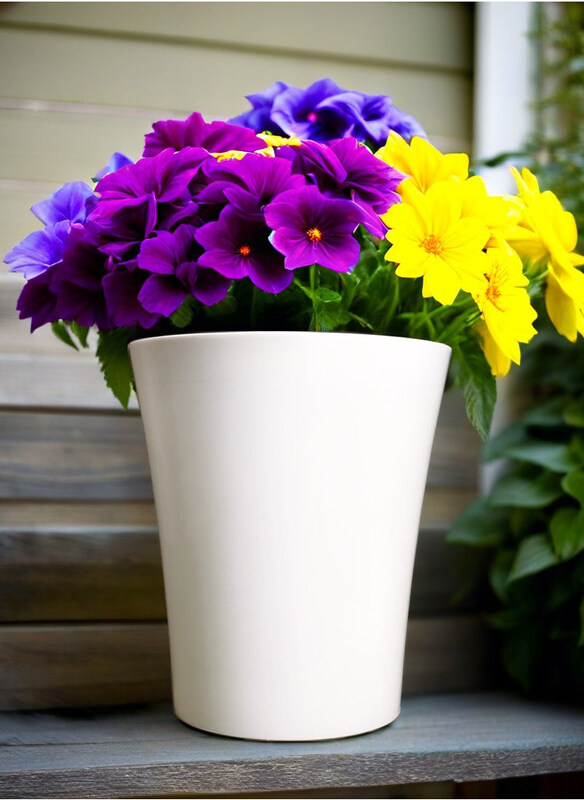 

Vsell24 Durable & Stylish Plastic Flower Pot Plant Container for Indoor & Outdoor Use, White