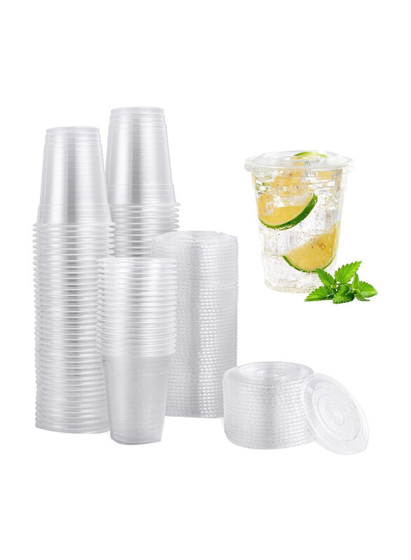 

Generic 10oz 500-Piece Disposable Drinking Plastic Cups With Flat Lid, Clear