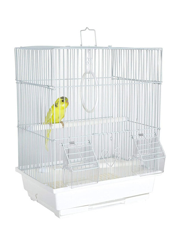 

Vsell24 Light Weight Hanging Bird Cage for Small and Medium Parakeets & Lovebirds Birds, White