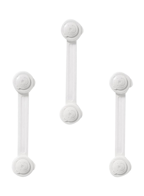 

As Seen On TV Cabinet Drawer Door Fridge Safety Locker, 3 Pieces, White