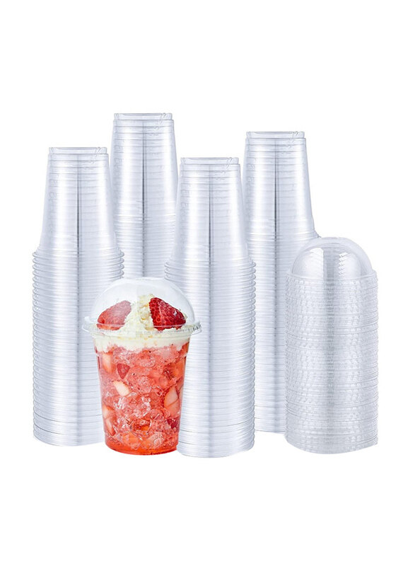 

Generic 12oz 200-Piece Disposable Plastic Drinking Cups With Dome Lid, Clear