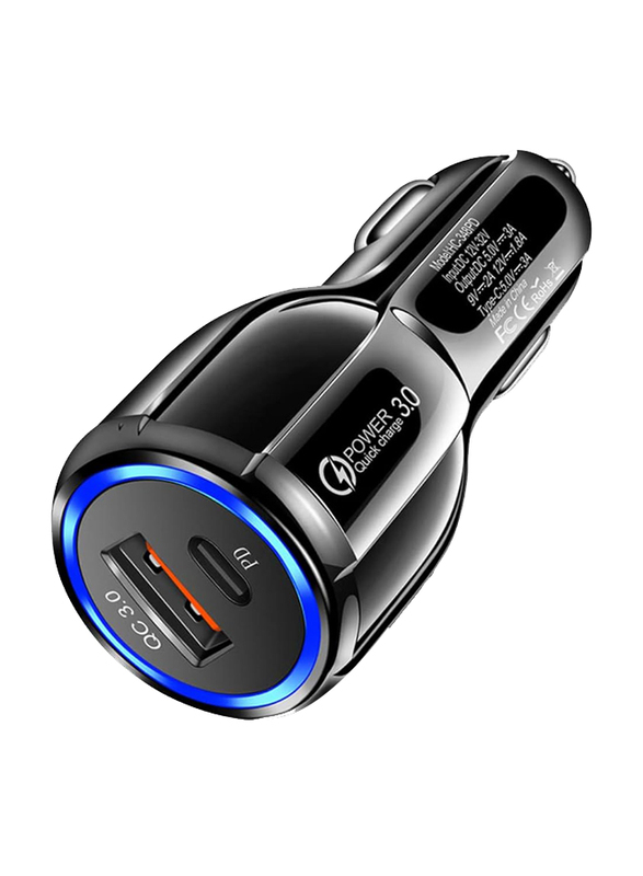 

Gzar Fast Charging PD & QC 3.0 Dual Port 30W Super Mini USB C Car Charger, Black