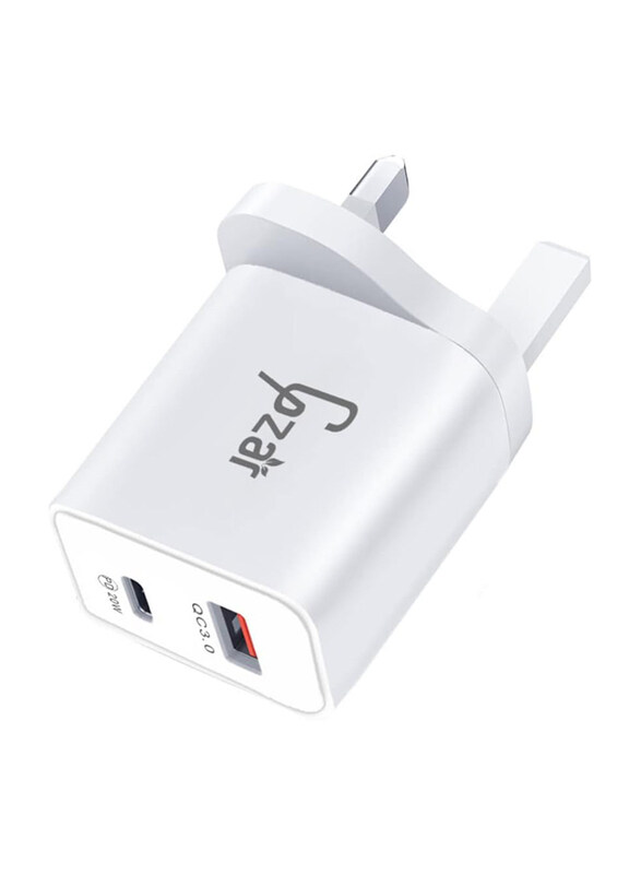 

Gzar QC 3.0 USB + Type C PD3.0 Dual Port PD 20W Wall Charger, White