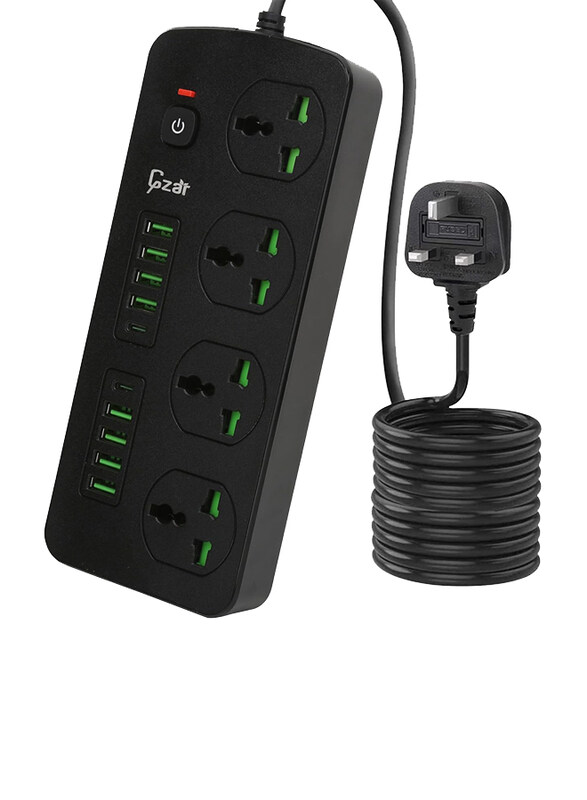 

Gzar Surge Protector Power Strip with 8 USB Ports, 4 AC Outlets & 2 USB-C Ports, Black