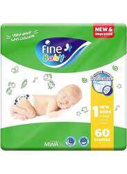 Fine Baby Double Lock Newborn Size 1 Diapers - 2-5 KG - 60 Diapers