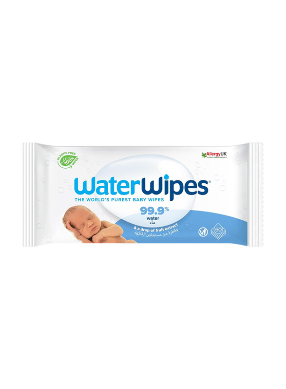 

WaterWipes Baby Sensitive Newborn Biodegradable Unscented 99.9% Water Wet Wipes, 60 Pieces