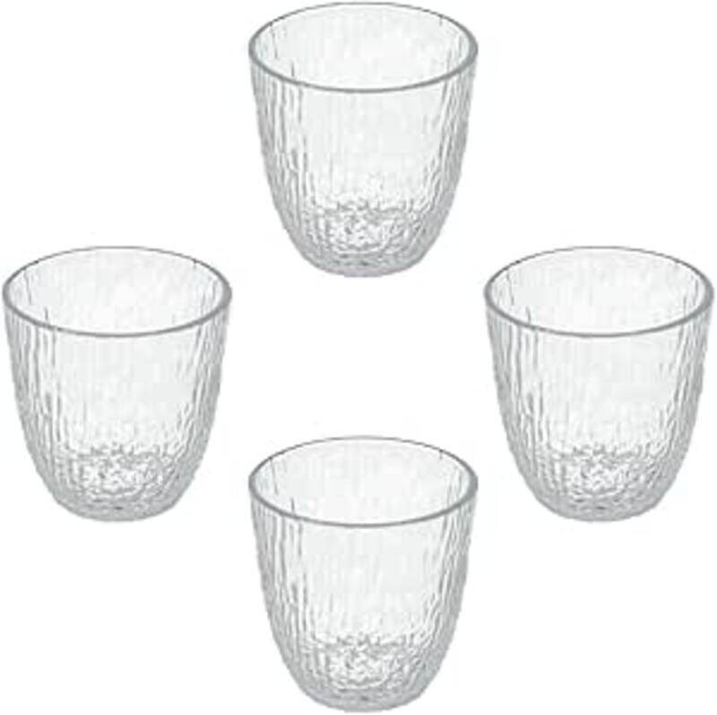 

MAAC Home Set of 4 Elegant Artisanal Embossed Glass Cup Elegant Durable and Classic design Perfect for Family Everyday Use, and Family Get- Together,