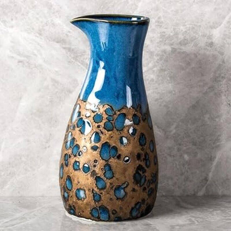 

MAAC Home Blue Lagoon Antique Japanese Sake Flask Elegant Durable and Classic design Perfect for Family Everyday Use, and Family Get- Together, Resta