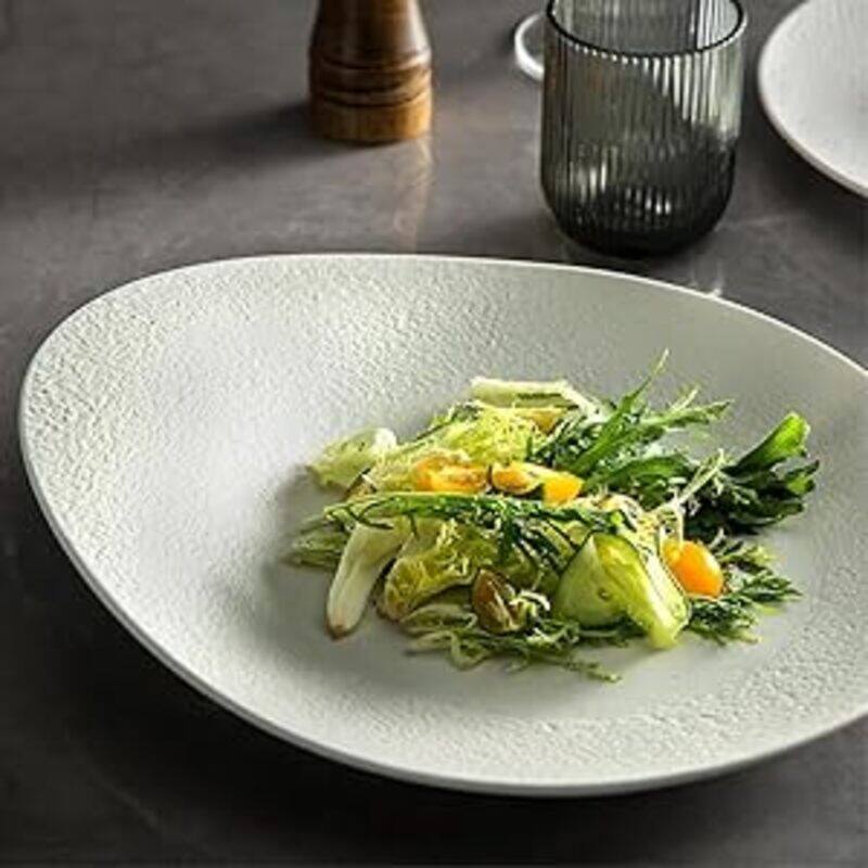 

MAAC Home Whimsical White Plate (Unique Plate) Elegant Durable and Classic design Perfect for Family Everyday Use, and Family Get- Together, Restauran