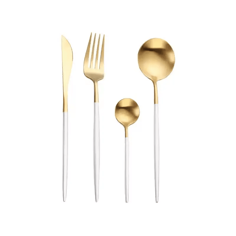 

MAAC Home Versatile White and Gold Cutlery Series Set of 16 Luxurious Elegant Durable and Classic Premium Design Cutlery Set Perfect for everyday use,