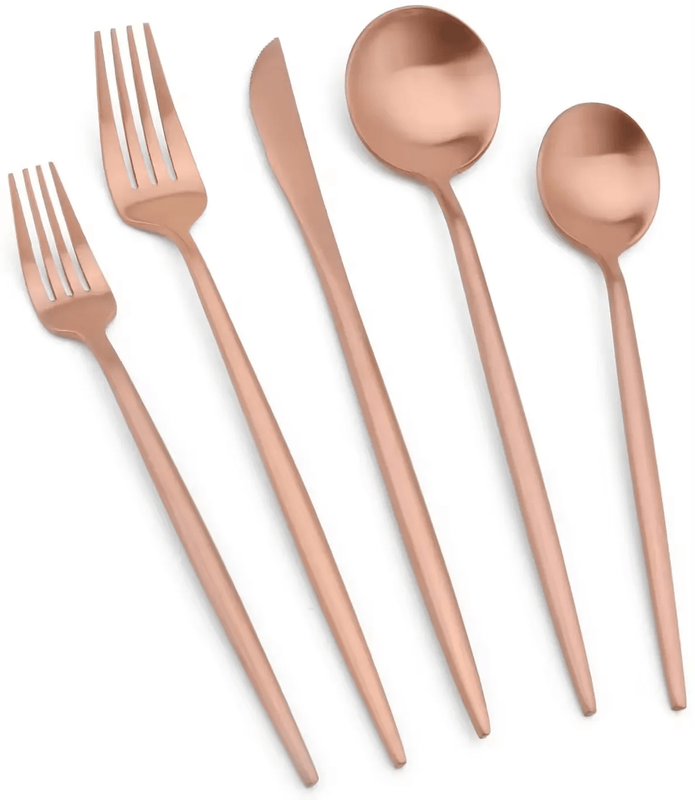 

MAAC Home Opulent Rose Gold Silverware Set Set of 5 Luxurious Elegant Durable and Classic Premium Design Cutlery Set Perfect for everyday use, and get