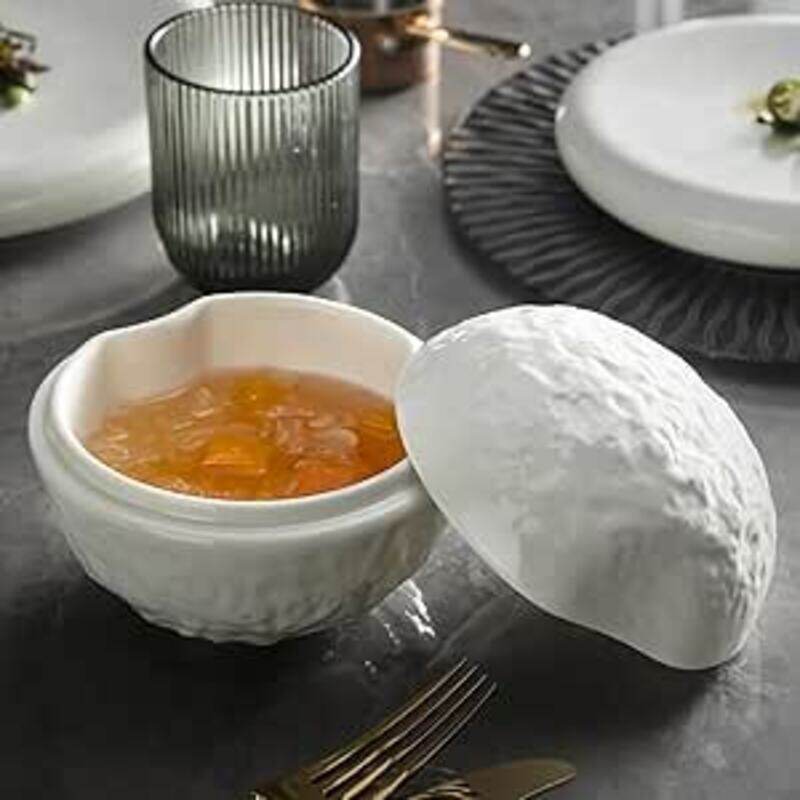 

MAAC Home Stacked Stoneware Creative White Soup Bowls Elegant Durable and Classic design Perfect for Everyday Use, and Family Get- Together, Restaura