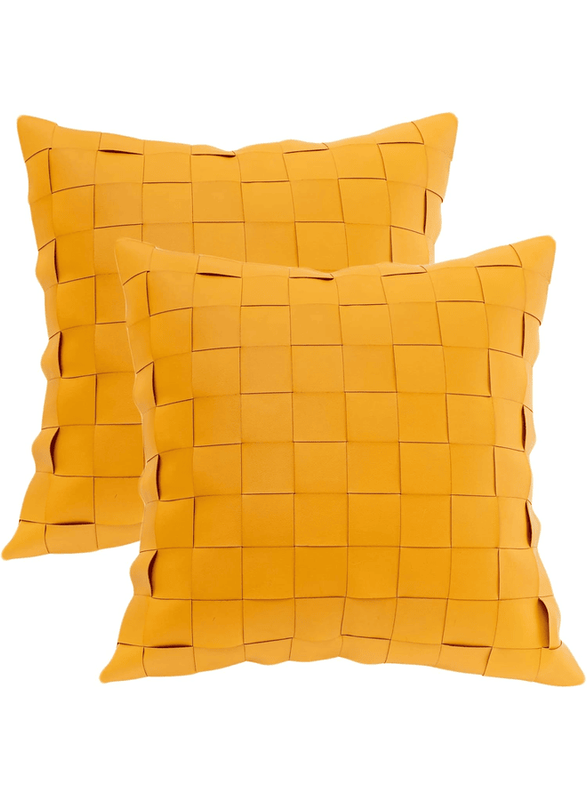 

MAAC Home Set of 2 Cushion Cover Stylish Cushion Cover in A Solid Color- Orange Premium Modern Minimalist Elegant design for Sofa Couch Bed Chair (Cu