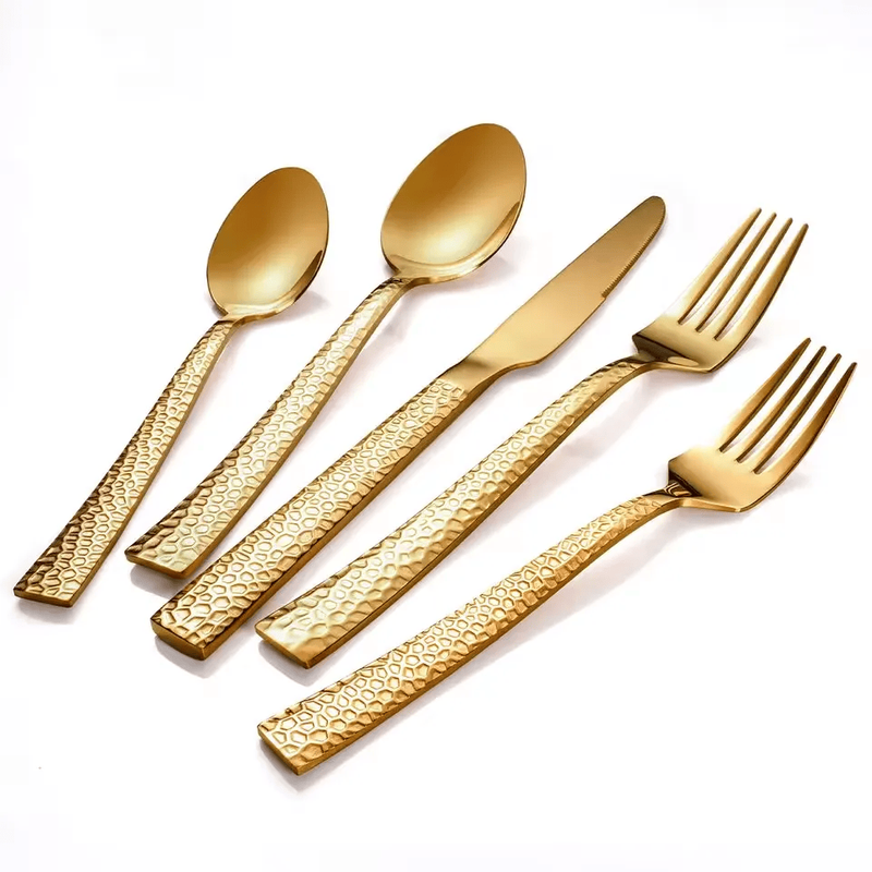 

MAAC Home Glamorous Gold Cutlery for Stylish Entertaining Set of 5 Luxurious Elegant Durable and Classic Premium Design Cutlery Set Perfect for everyd