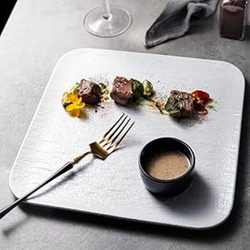 

MAAC Home Modern White Square Plate Elegant Durable and Classic design Perfect for Family Everyday Use, and Family Get- Together, Restaurant, Banquet