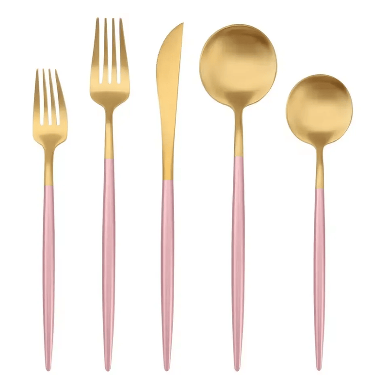 

MAAC Home Radiant Pink and Gold Cutlery Assortment Set of 20 Luxurious Elegant Durable and Classic Premium Design Cutlery Set Perfect for everyday use