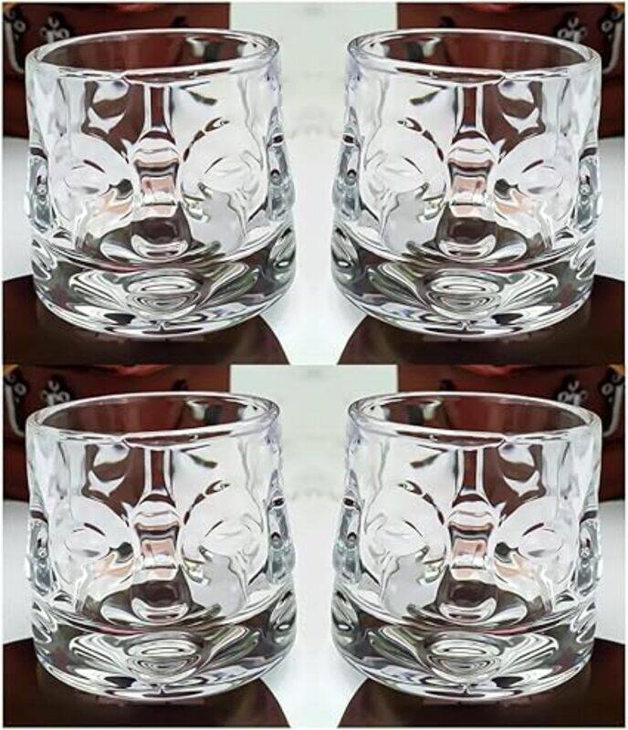 

MAAC Home Set of 4 Elegant Artisanal Rotating Glass Elegant Durable and Classic design Perfect for Family Everyday Use, and Family Get- Together, Rest