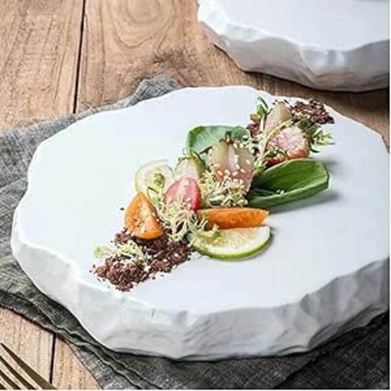 

MAAC Home Fossil Stone White Plate Tray Elegant Durable and Classic design Perfect for Family Everyday Use, and Family Get- Together, Restaurant, Ban