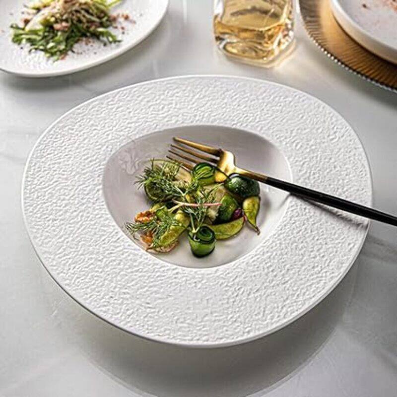 

MAAC Home Unique White Pasta Plates Elegant Durable and Classic design Perfect for Family Everyday Use, and Family Get- Together, Restaurant, Banquet
