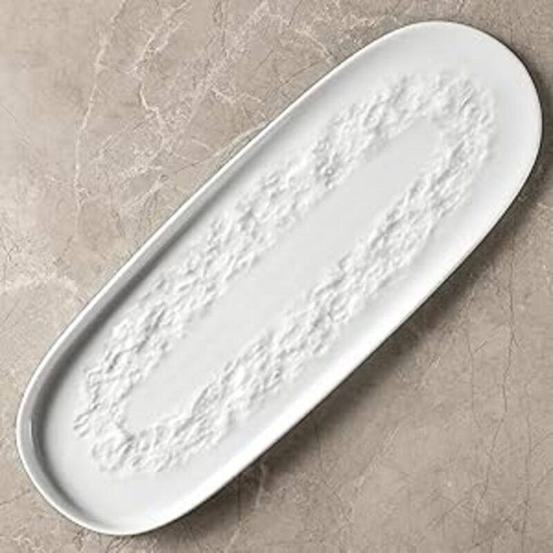 

MAAC Home Coral White Classic Oblong Plate Elegant Durable and Classic design Perfect for Family Everyday Use, and Family Get- Together, Restaurant,